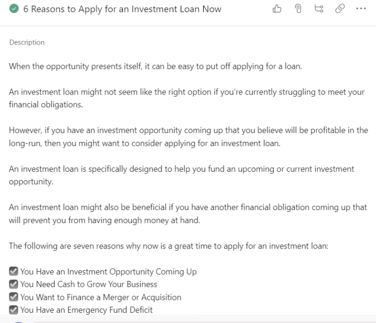 investment loan